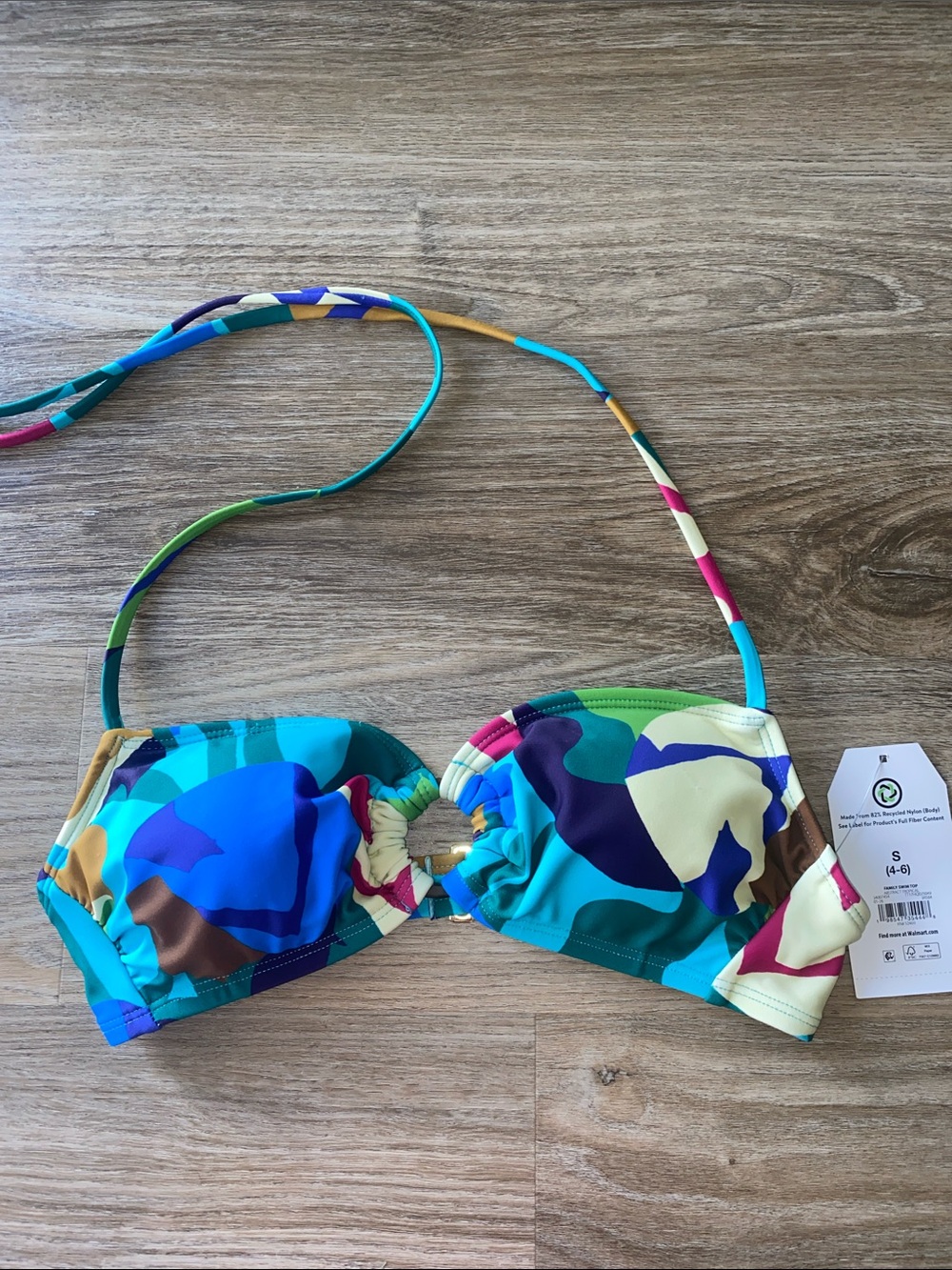 Time and Tru Multi-Color Camouflage Bandeau Bikini Top